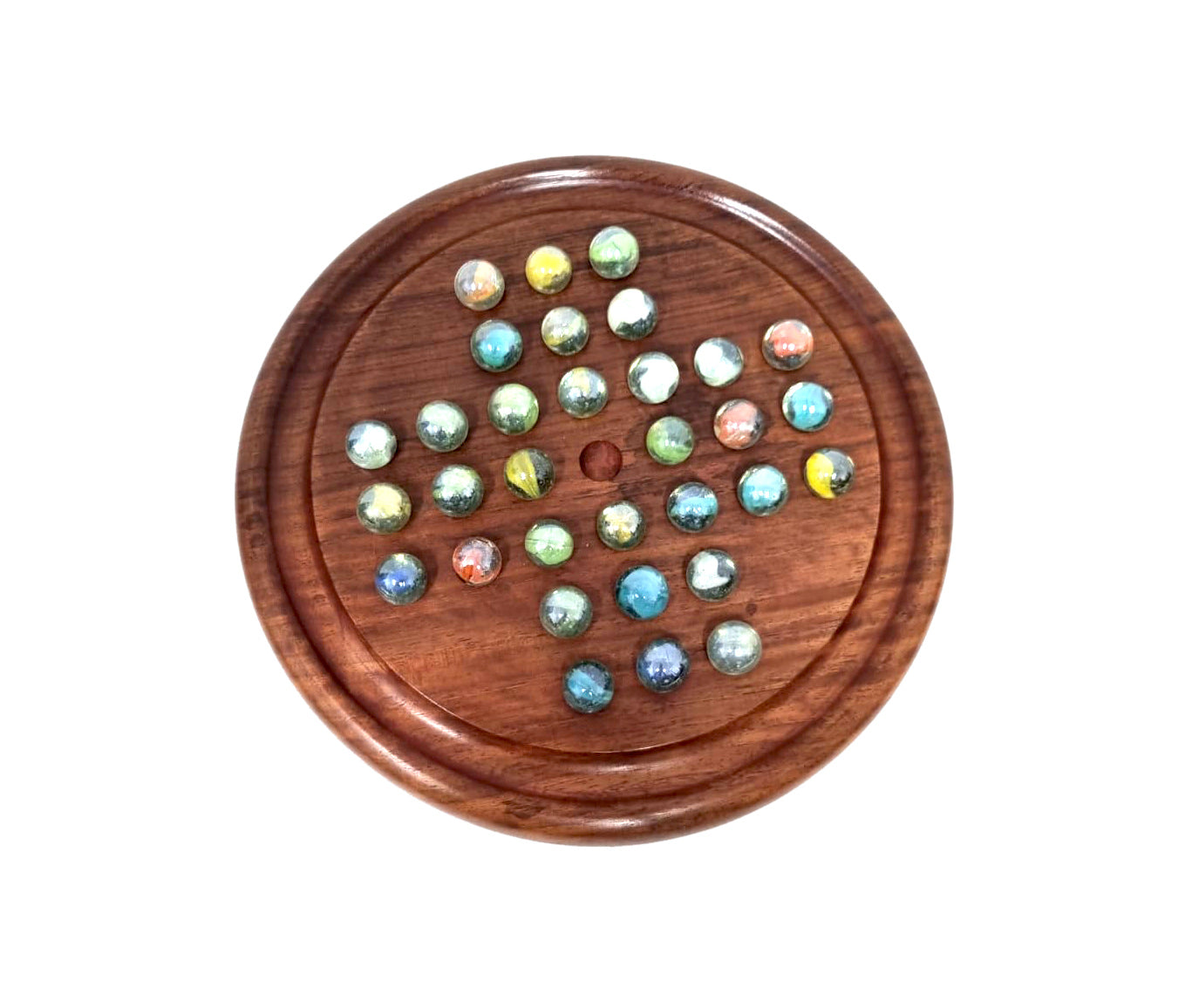 Wooden Solitaire Game with Marble balls