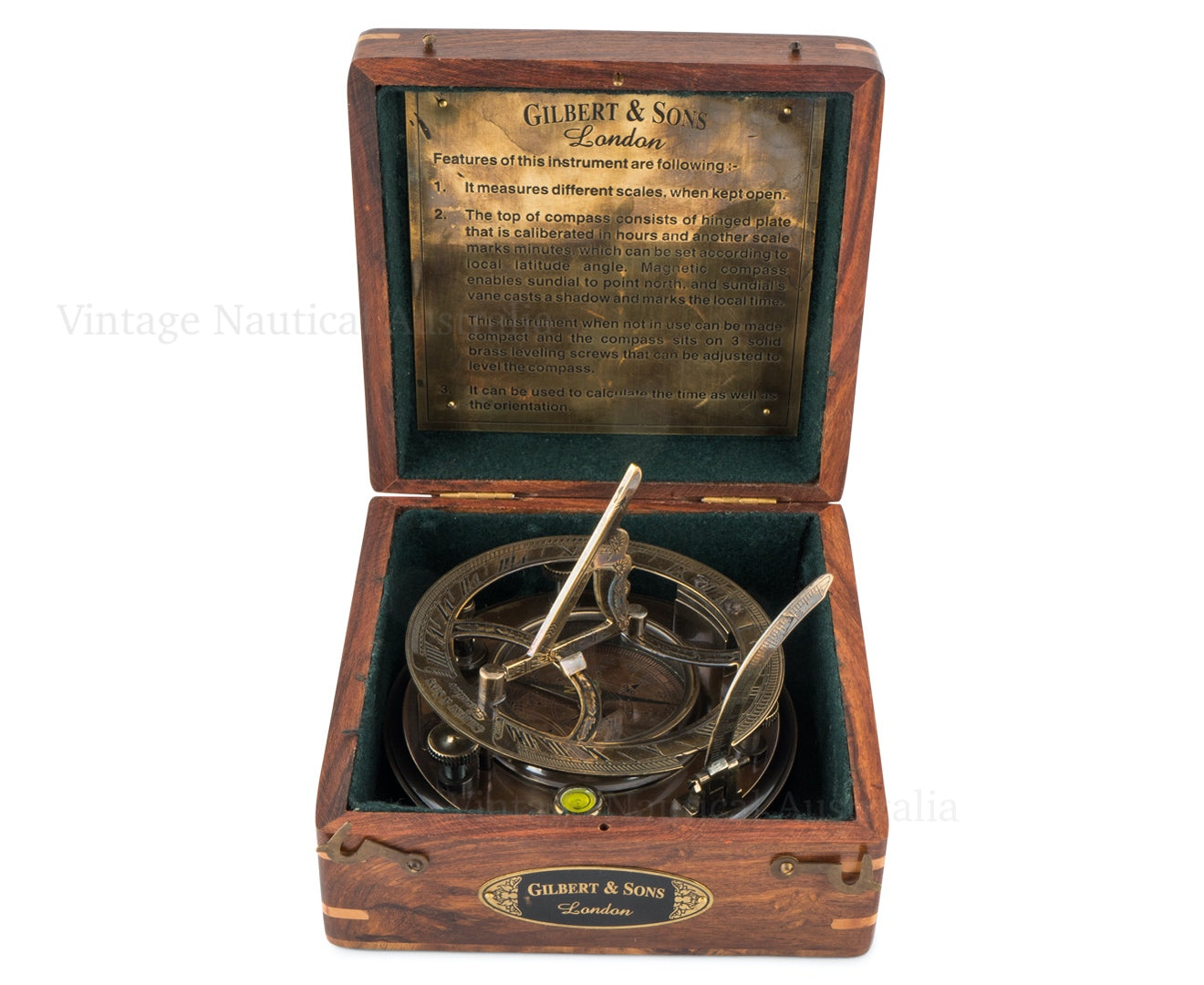 Solid Brass Sundial Compass - Gilbert & Sons London - Manufacturer