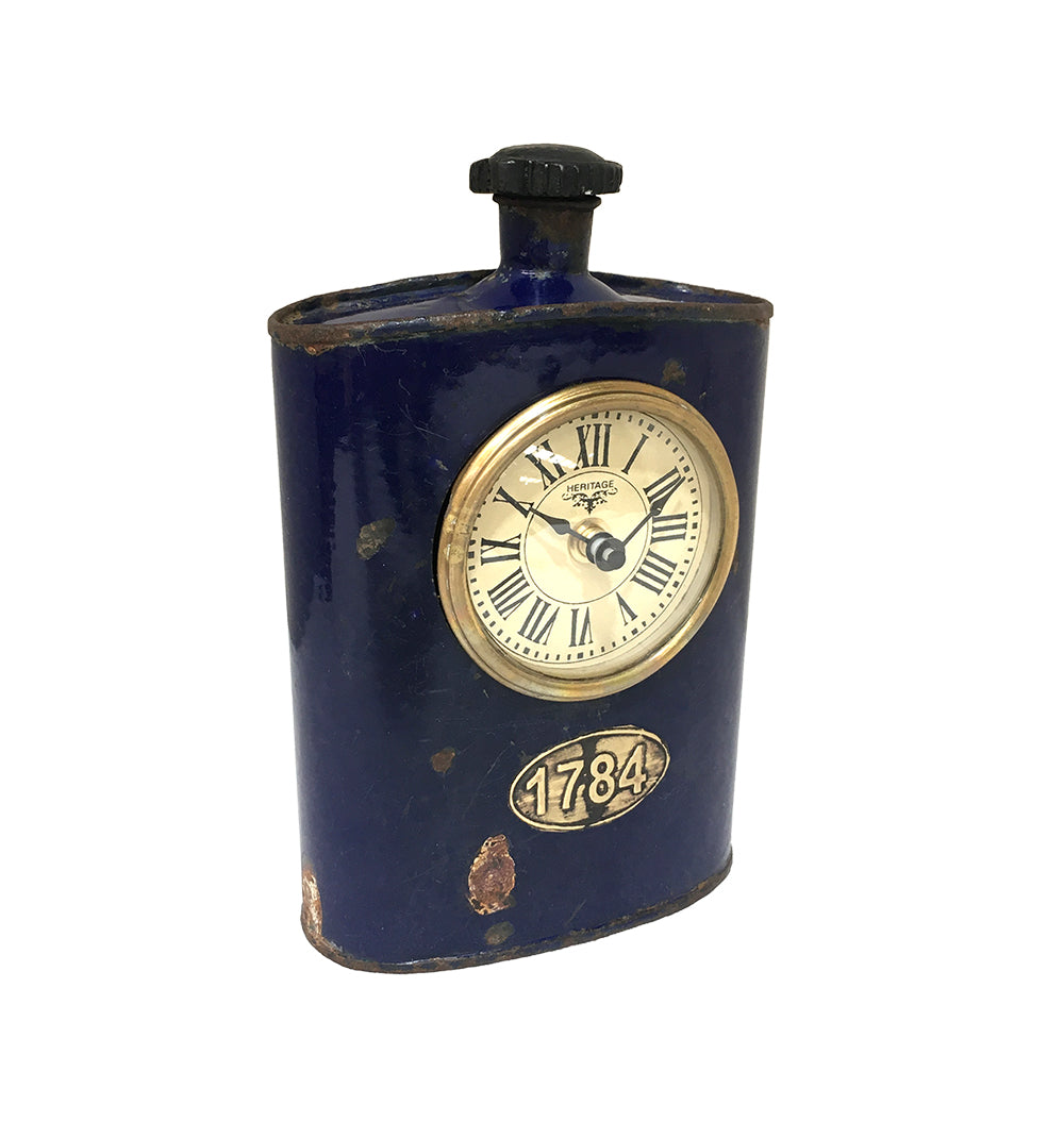 Old Iron Drinking Flask Table Clock