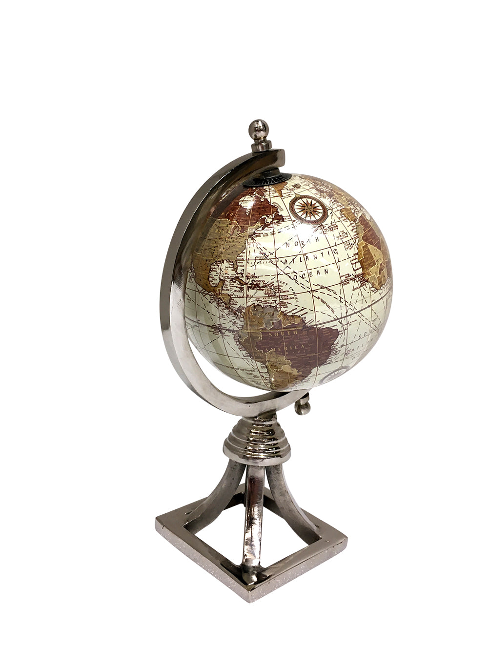 Nickel Square Stand World Globe – 270mm