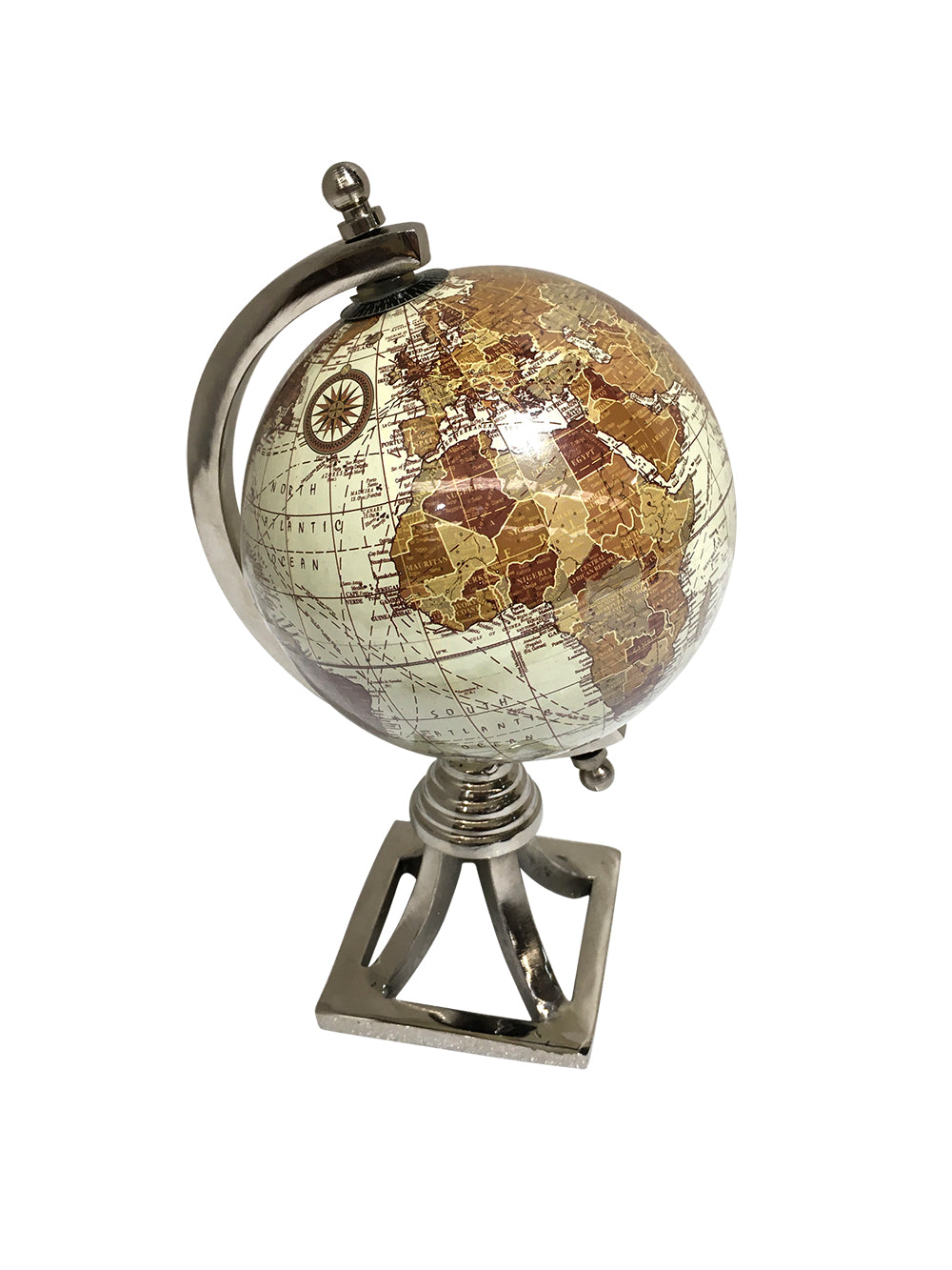 Nickel Square Stand World Globe – 270mm